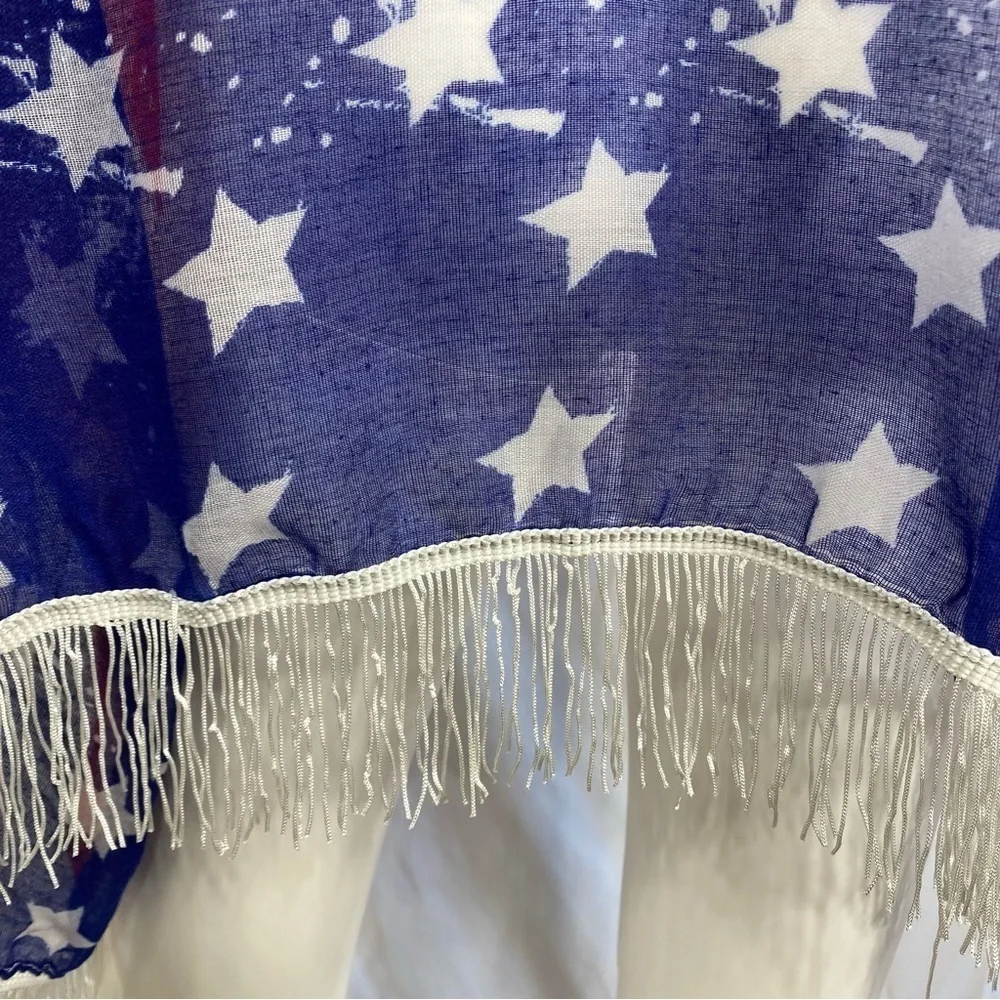 GMA Accessories Patriotic American Flag Sheer Open Front Fringed Swim Cover